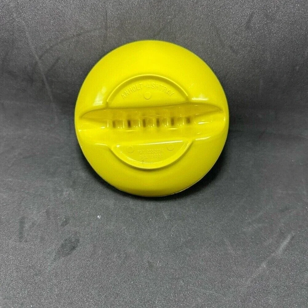 Vintage Anholt Ashtray Yellow‎ Ceramic 4 Cigarette Rest Patented Design